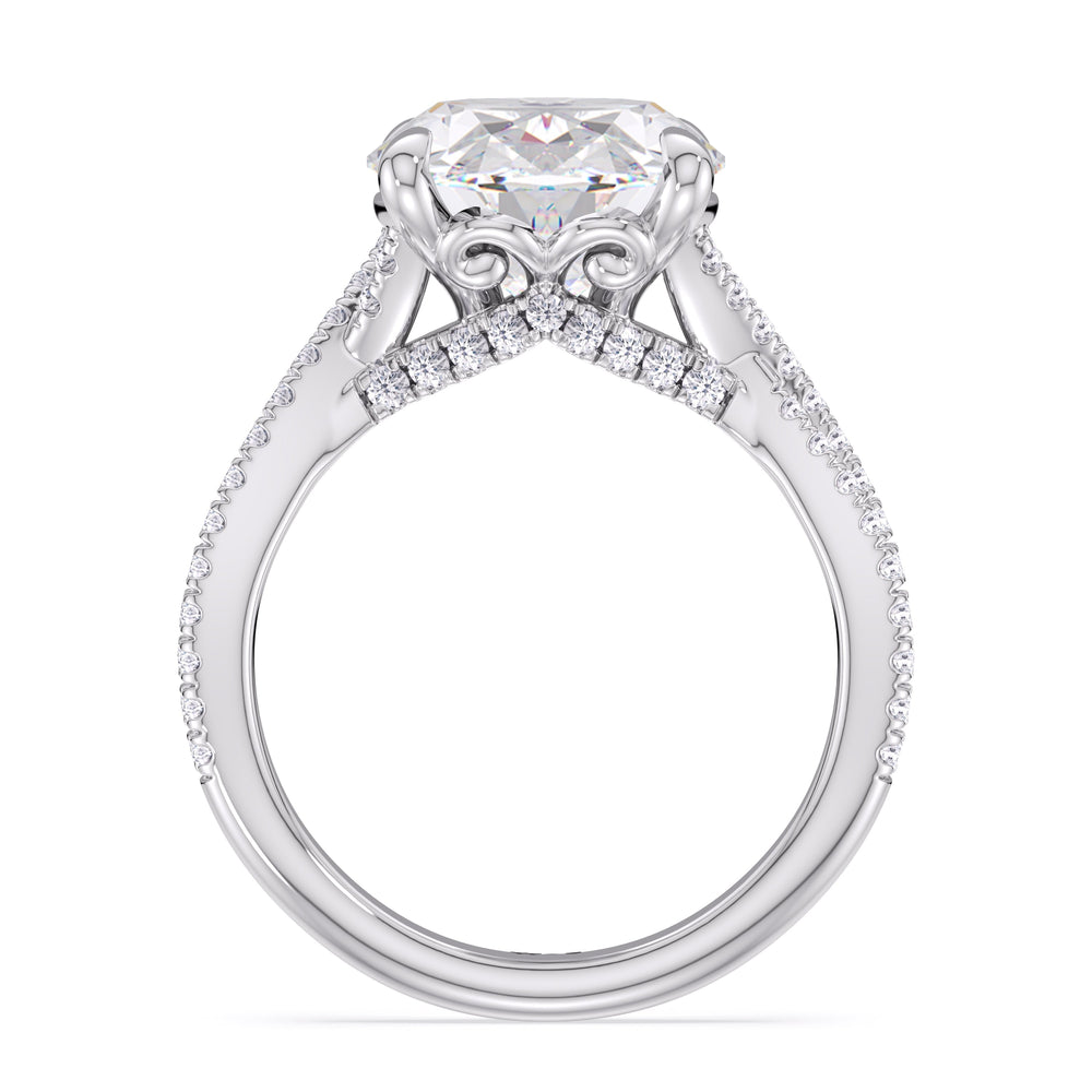 Elegance Twisted Pave Engagement Ring with Oval Cut Diamond in 14KT Platinum view 4
