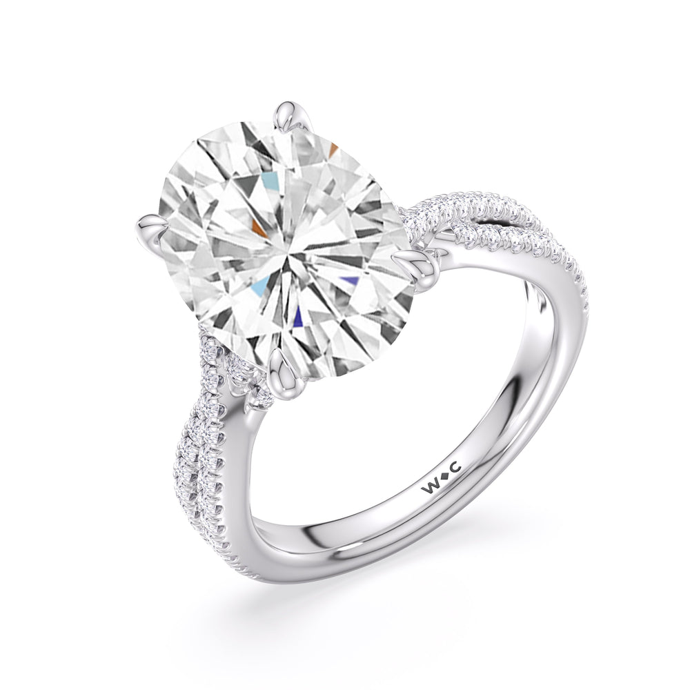 Elegance Twisted Pave Engagement Ring with Oval Cut Diamond in 14KT Platinum view 5
