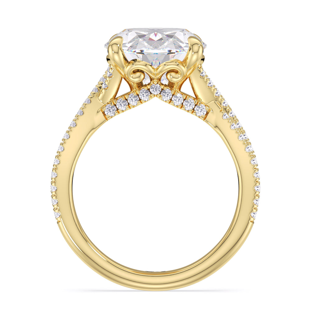 Elegance Twisted Pave Engagement Ring with Oval Cut Diamond in 14KT Yellow Gold view 4
