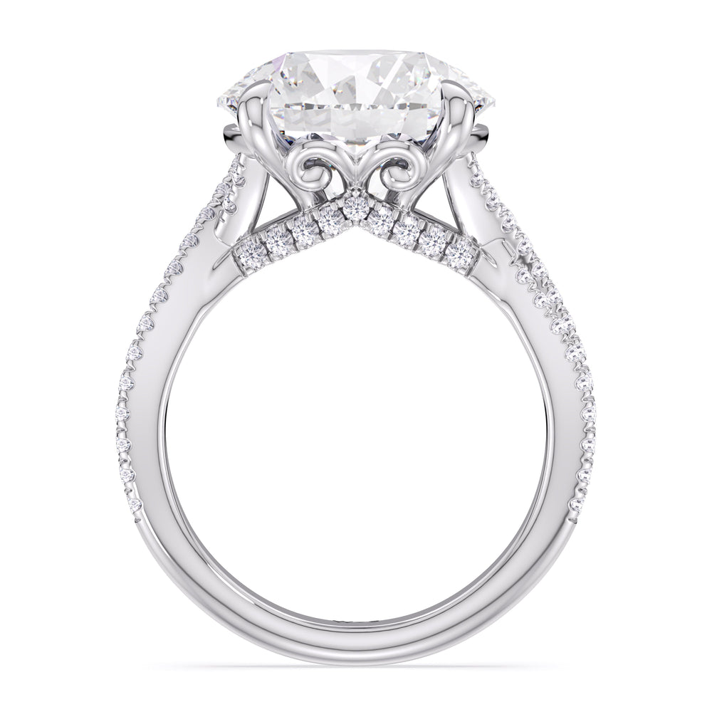 Elegance Twisted Pave Engagement Ring with Round Cut Diamond in 14KT Platinum view 4
