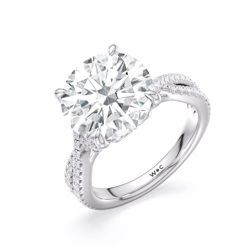 Elegance Twisted Pave Engagement Ring with Round Cut Diamond in 14KT Platinum view 5
