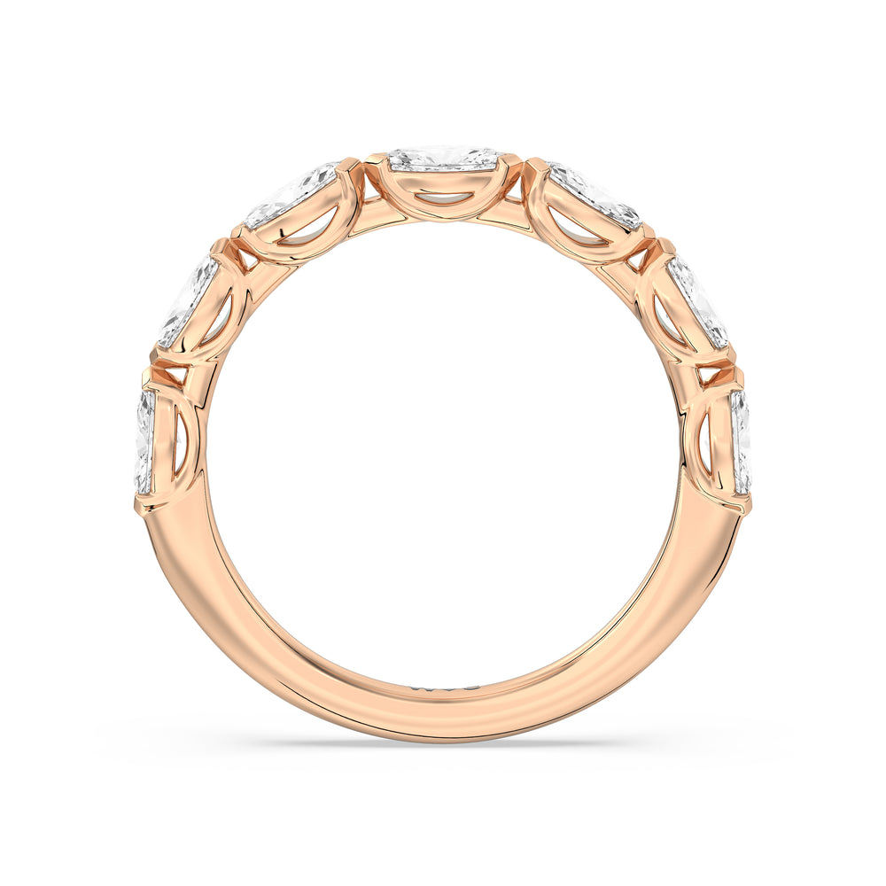 Elegance Marquise Accent Studded Diamond Wedding Band with 18KT Rose Gold Cut Diamond in 14KT Rose Gold view 2

