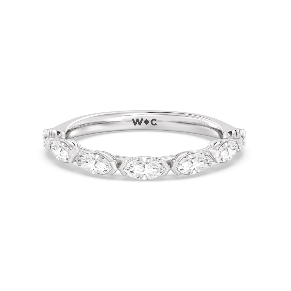 Elegance Marquise Accent Studded Diamond Wedding Band with Platinum Cut Diamond in 14KT Platinum view 1
