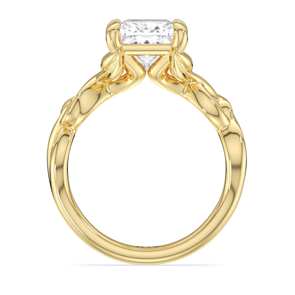 Whispering Vine Solitaire Engagement Ring with Princess Cut Diamond in 14KT Yellow Gold view 4
