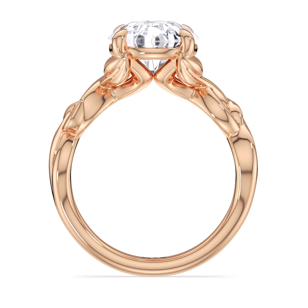 Whispering Vine Solitaire Engagement Ring with Round Cut Diamond in 14KT Rose Gold view 4
