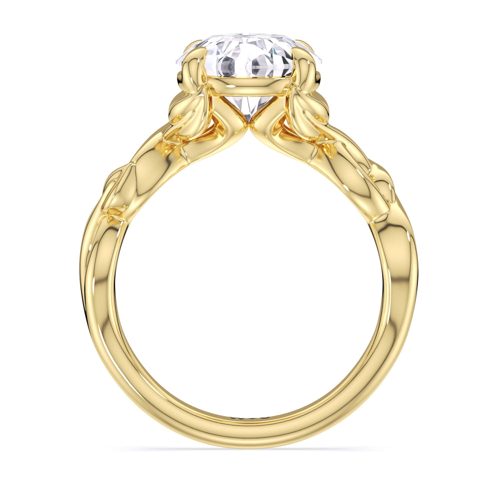 Whispering Vine Solitaire Engagement Ring with Round Cut Diamond in 14KT Yellow Gold view 4
