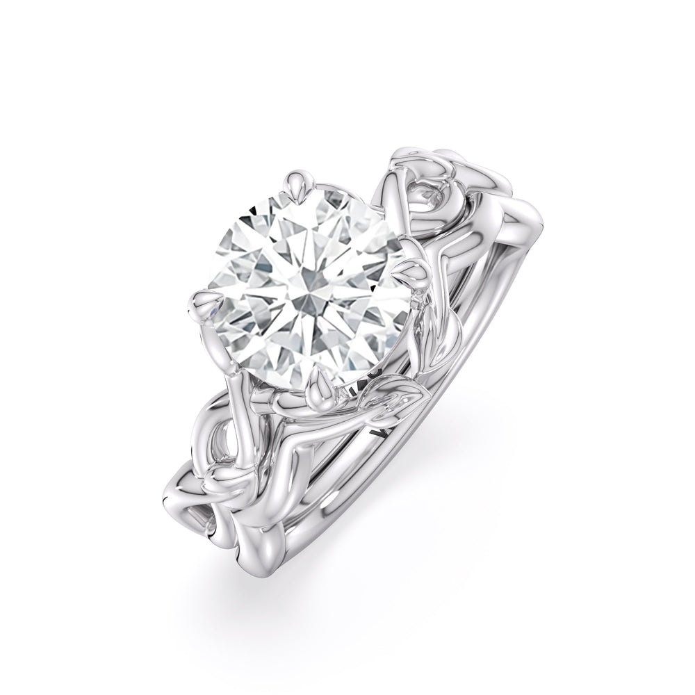 Whispering Vine Solitaire Engagement Ring with Princess Cut Diamond in 14KT Platinum view 6

