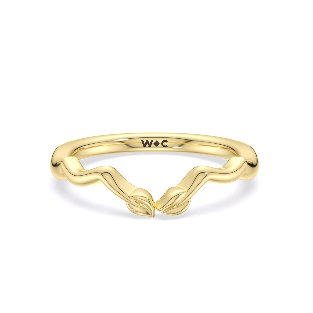 Whispering Vine Solitaire Wedding Band with 18KT Yellow Gold Cut Diamond in 14KT Yellow Gold view 1
