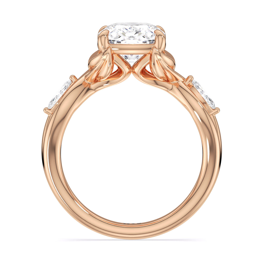 Garden Vine Engagement Ring with Cushion Cut Diamond in 14KT Rose Gold view 4
