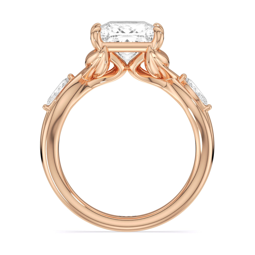 Garden Vine Engagement Ring with Princess Cut Diamond in 14KT Rose Gold view 4
