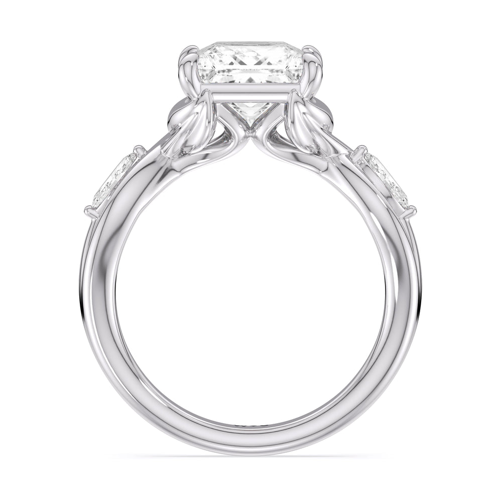 Garden Vine Engagement Ring with Princess Cut Diamond in 14KT Platinum view 4
