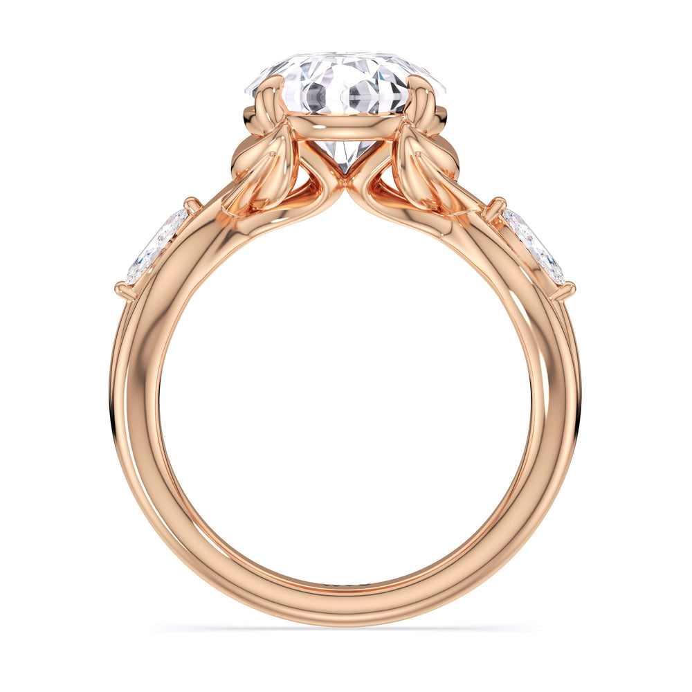 Garden Vine Engagement Ring with Round Cut Diamond in 14KT Rose Gold view 4
