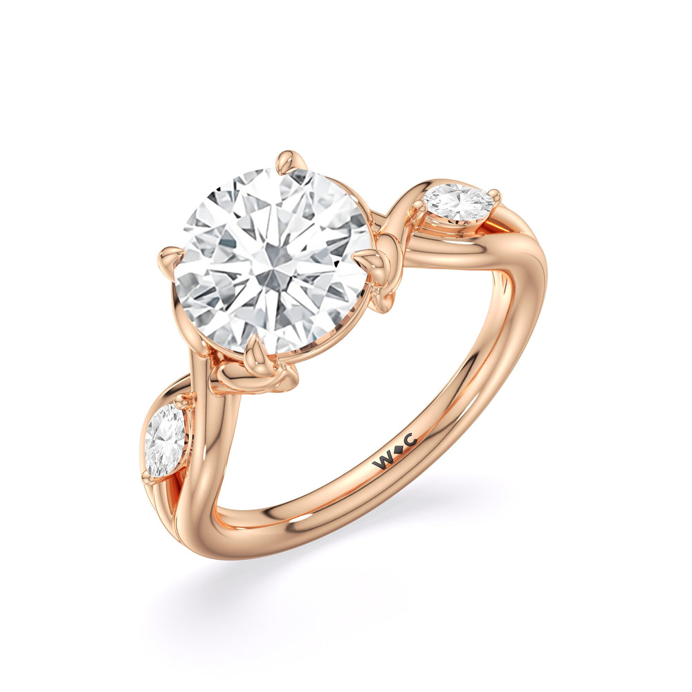 Garden Vine Engagement Ring with Round Cut Diamond in 14KT Rose Gold view 5
