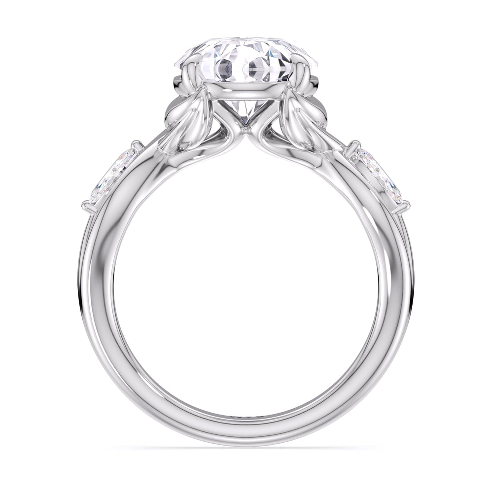 Garden Vine Engagement Ring with Round Cut Diamond in 14KT Platinum view 4
