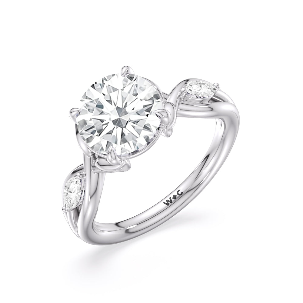 Garden Vine Engagement Ring with Round Cut Diamond in 14KT Platinum view 5
