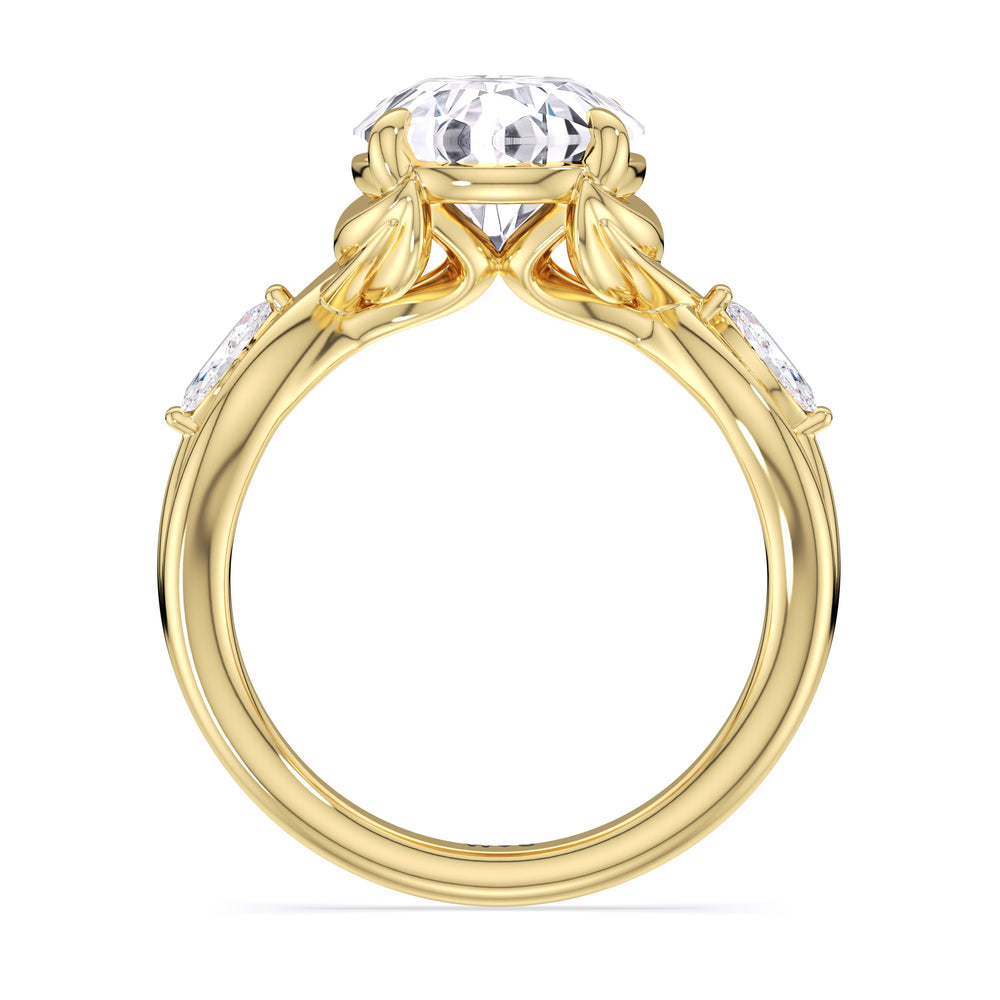 Garden Vine Engagement Ring with Round Cut Diamond in 14KT Yellow Gold view 4
