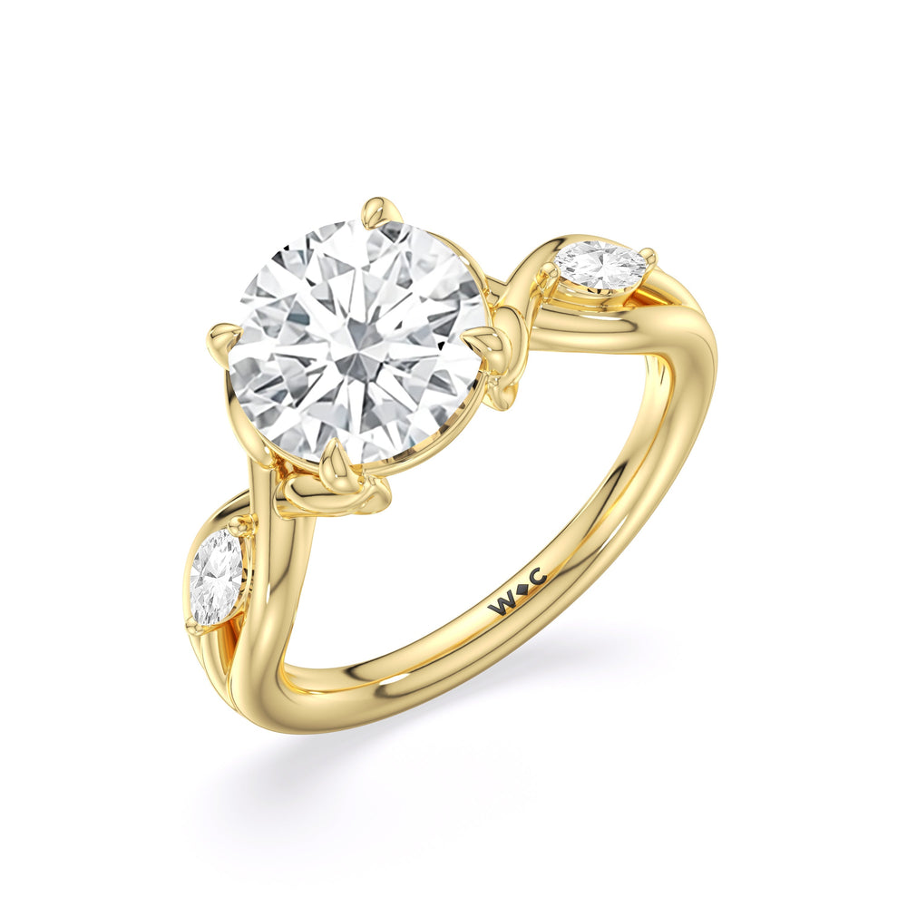 Garden Vine Engagement Ring with Round Cut Diamond in 14KT Yellow Gold view 5
