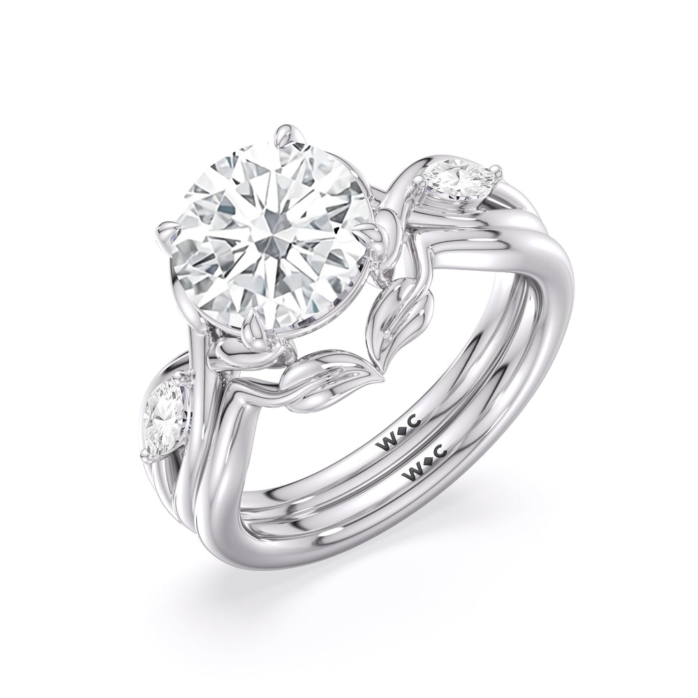 Garden Vine Engagement Ring with Princess Cut Diamond in 14KT Platinum view 6

