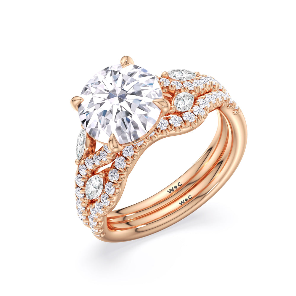 Timeless Vine Pave Engagement Ring with Oval Cut Diamond in 14KT Rose Gold view 6
