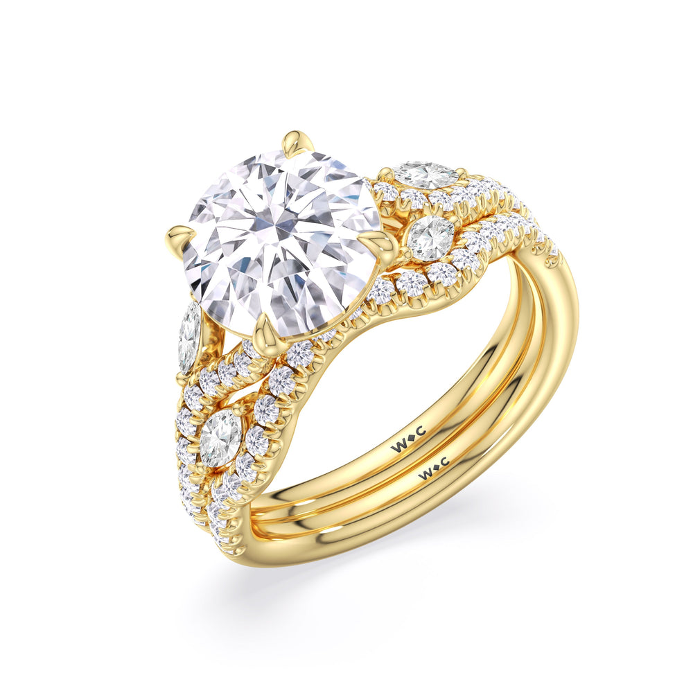 Timeless Vine Pave Engagement Ring with Radiant Cut Diamond in 14KT Yellow Gold view 6
