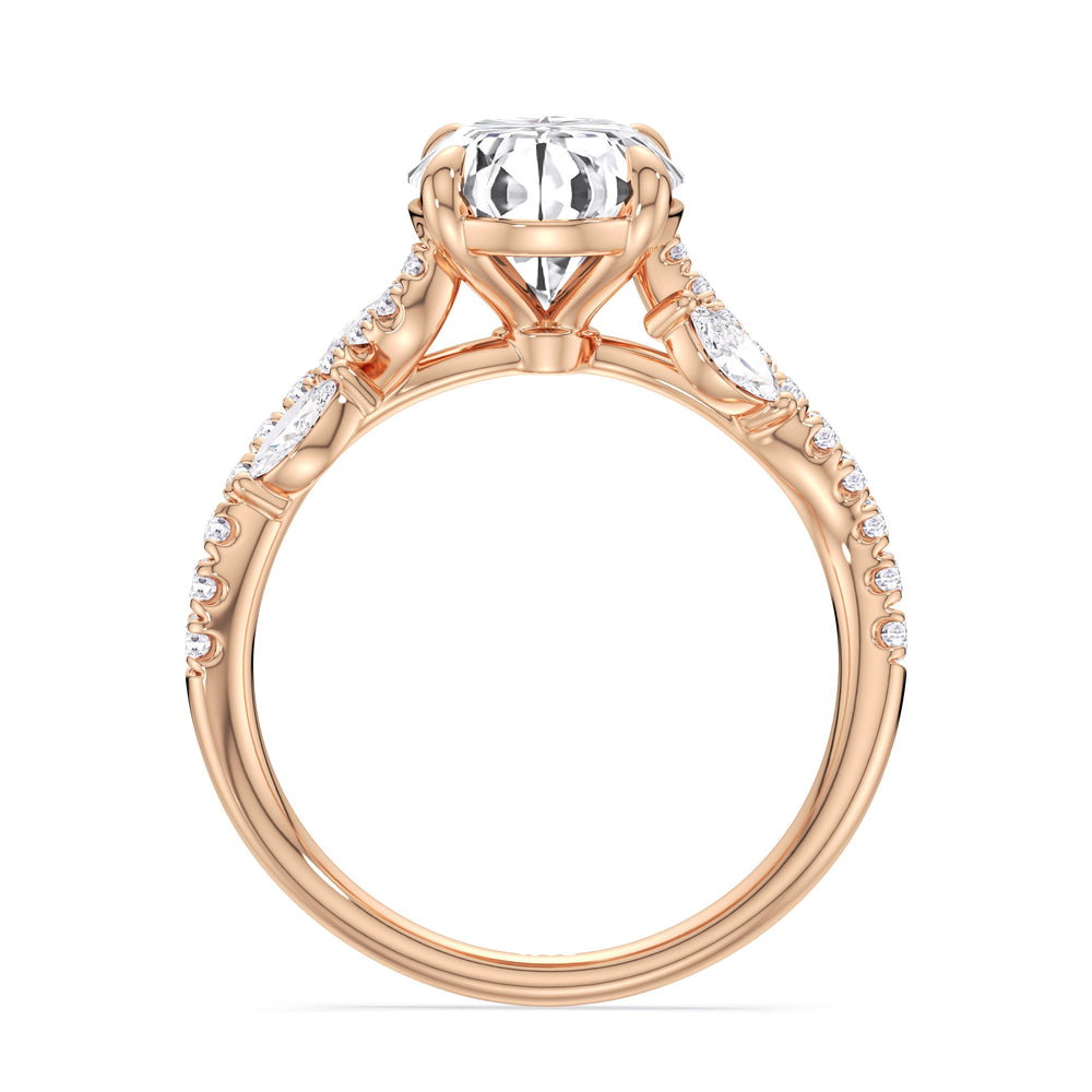 Timeless Vine Pave Engagement Ring with Oval Cut Diamond in 14KT Rose Gold view 4

