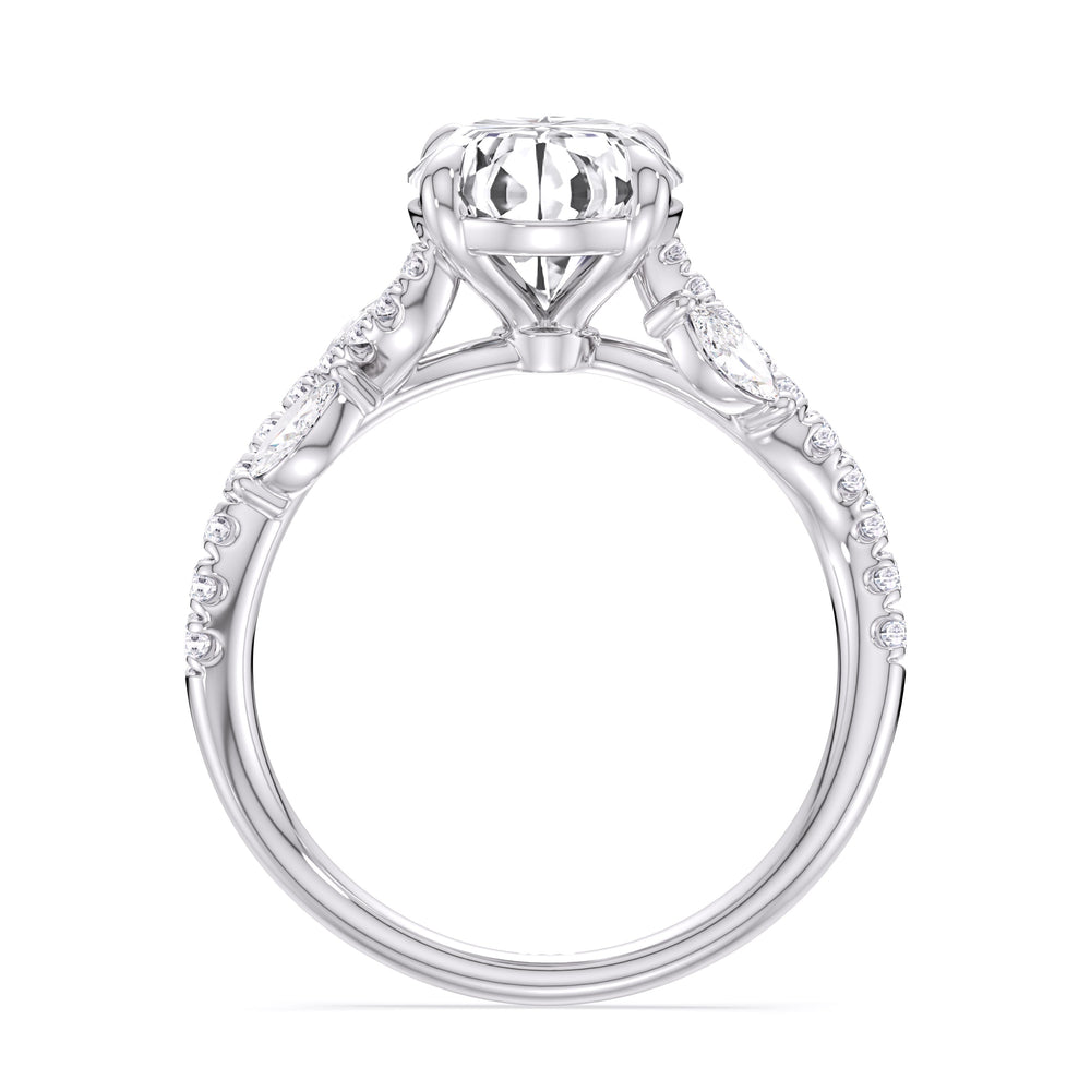 Timeless Vine Pave Engagement Ring with Oval Cut Diamond in 14KT Platinum view 4
