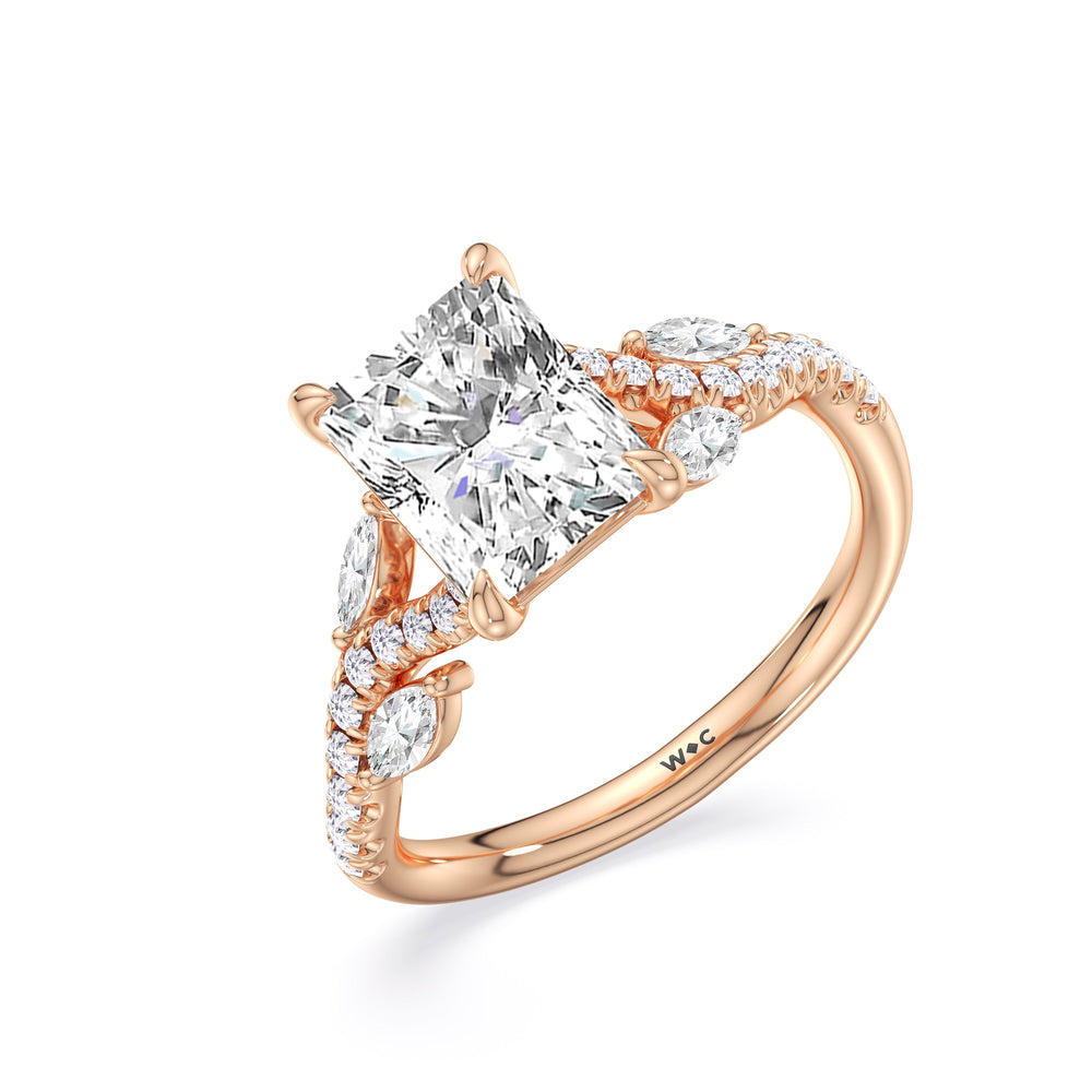 Timeless Vine Pave Engagement Ring with Radiant Cut Diamond in 14KT Rose Gold view 5
