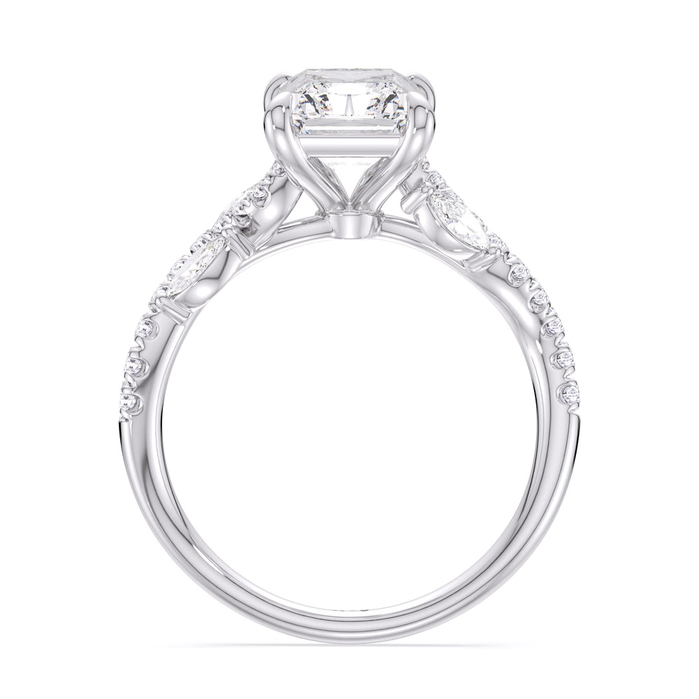 Timeless Vine Pave Engagement Ring with Radiant Cut Diamond in 14KT Platinum view 4
