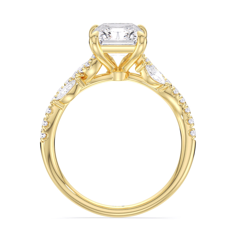 Timeless Vine Pave Engagement Ring with Radiant Cut Diamond in 14KT Yellow Gold view 4

