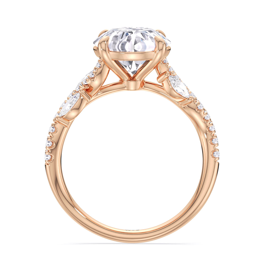 Timeless Vine Pave Engagement Ring with Round Cut Diamond in 14KT Rose Gold view 4
