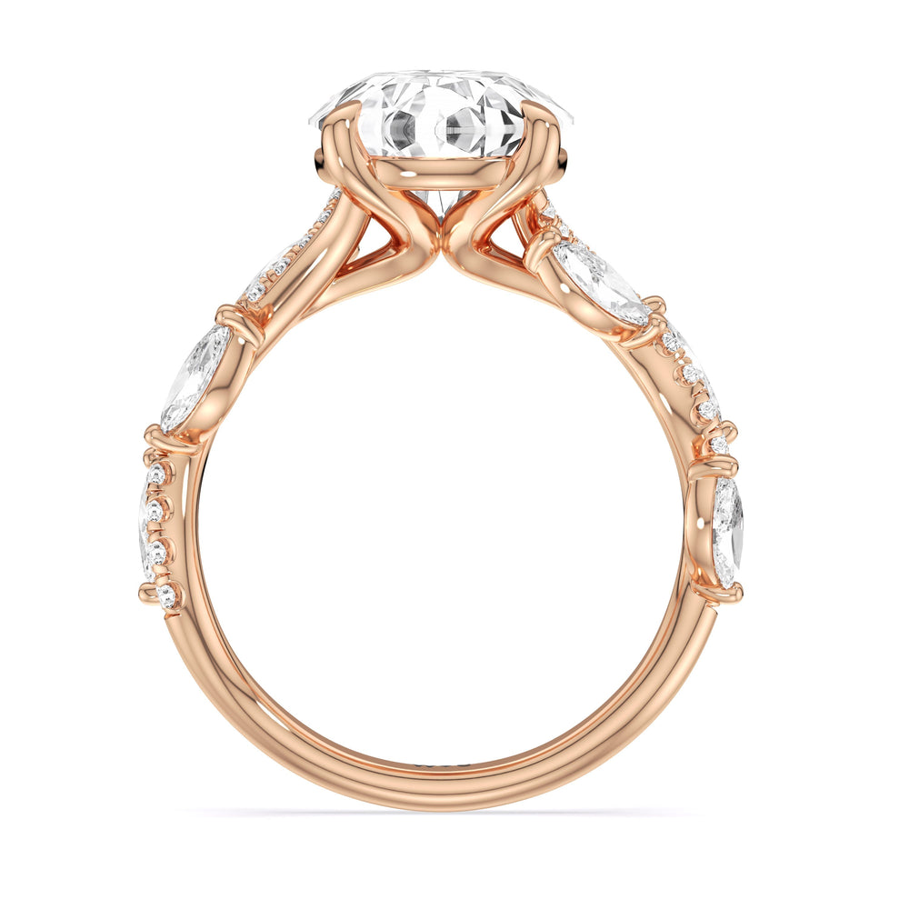 Rustic Vine Split Shank Engagement Ring with Round Cut Diamond in 14KT Rose Gold view 4

