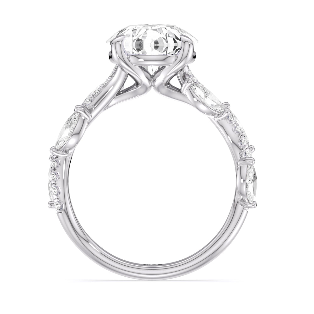 Rustic Vine Split Shank Engagement Ring with Round Cut Diamond in 14KT Platinum view 4

