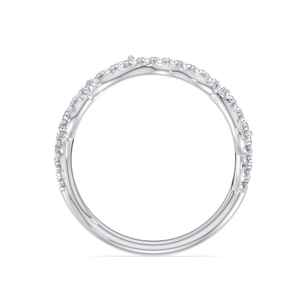 Rustic Vine Split Shank Diamond Wedding Band with Platinum Cut Diamond in 14KT Platinum view 4
