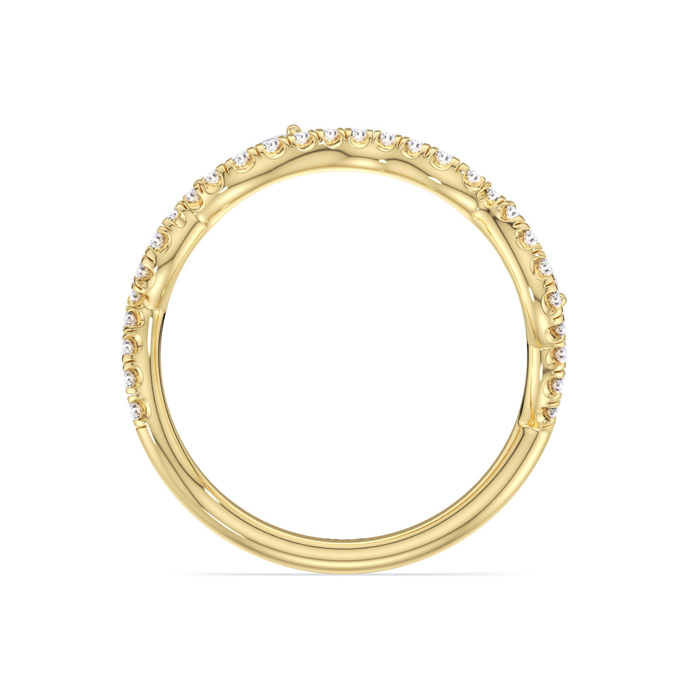 Rustic Vine Split Shank Diamond Wedding Band with 18KT Yellow Gold Cut Diamond in 14KT Yellow Gold view 4
