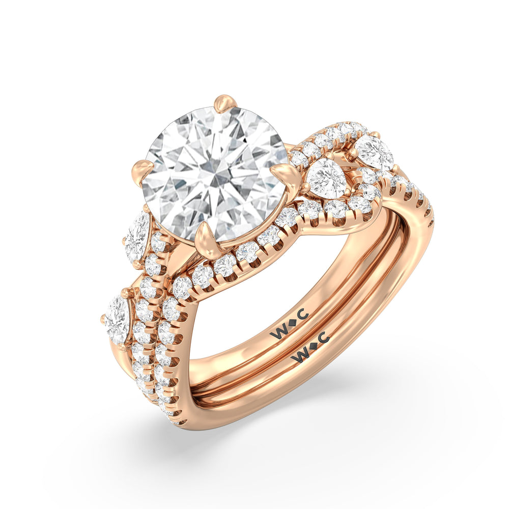 Regal Vine Engagement Ring with Cushion Cut Diamond in 14KT Rose Gold view 6
