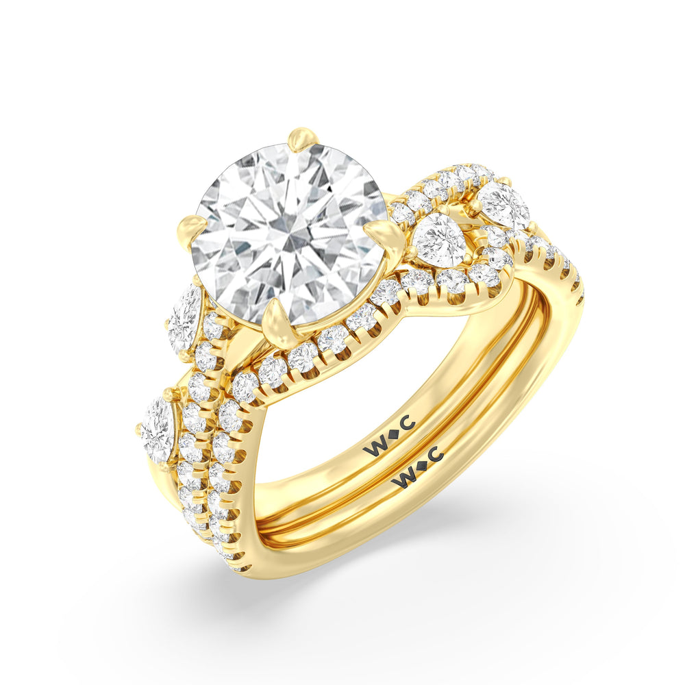 Regal Vine Engagement Ring with Cushion Cut Diamond in 14KT Yellow Gold view 6
