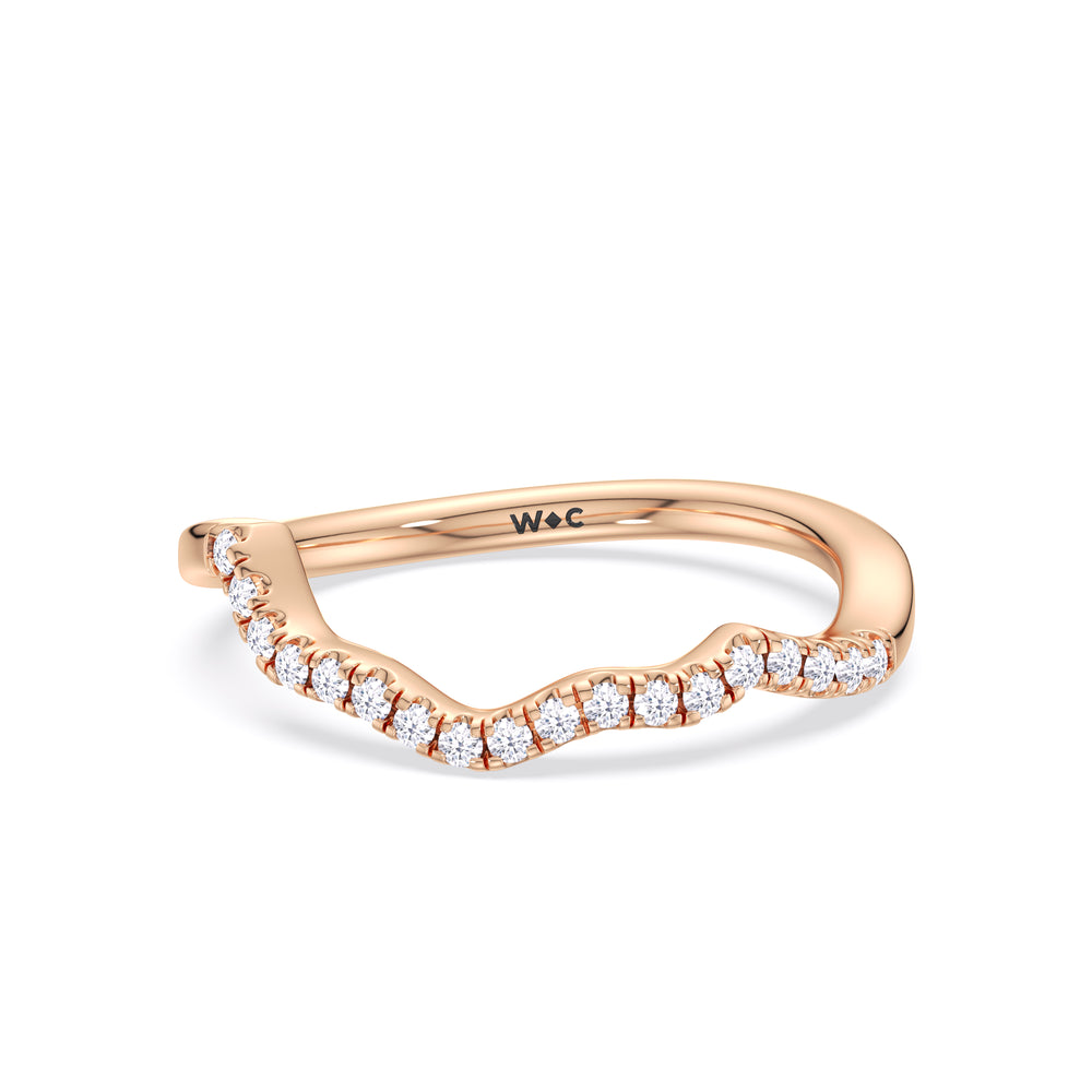 Enchanting Vine Diamond Wedding Band with 18KT Rose Gold Cut Diamond in 14KT Rose Gold view 1

