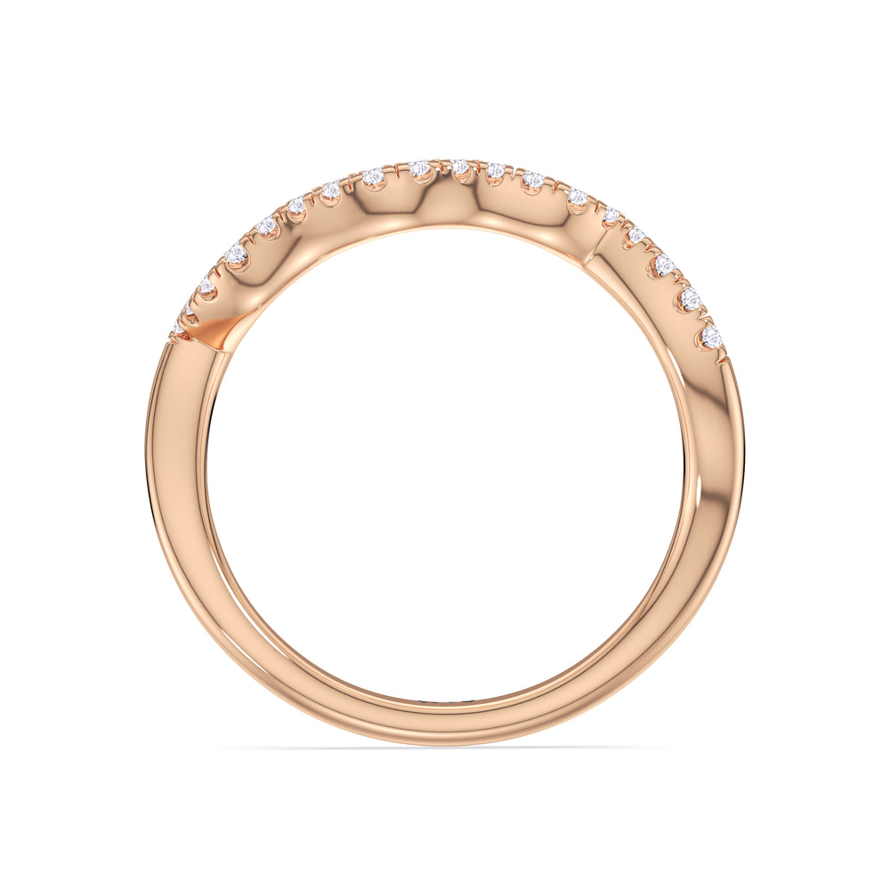 Enchanting Vine Diamond Wedding Band with 18KT Rose Gold Cut Diamond in 14KT Rose Gold view 2
