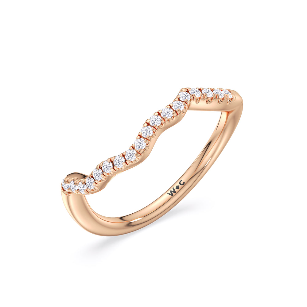 Enchanting Vine Diamond Wedding Band with 18KT Rose Gold Cut Diamond in 14KT Rose Gold view 4
