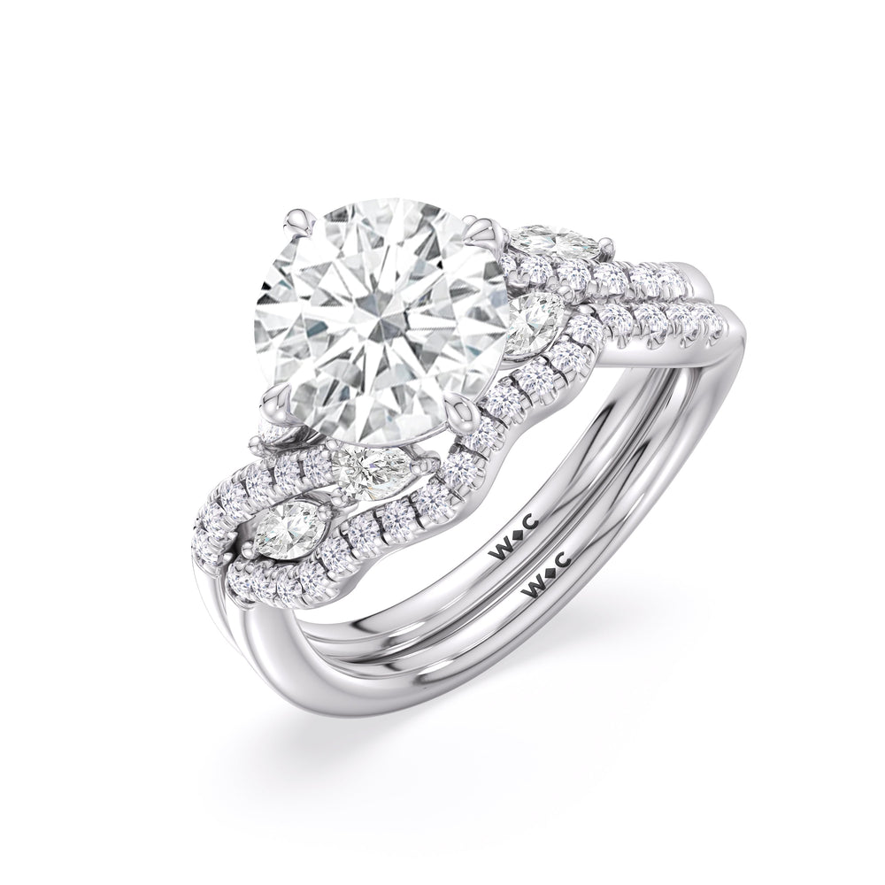 Enchanting Vine Engagement Ring with Round Cut Diamond in 14KT Platinum view 7
