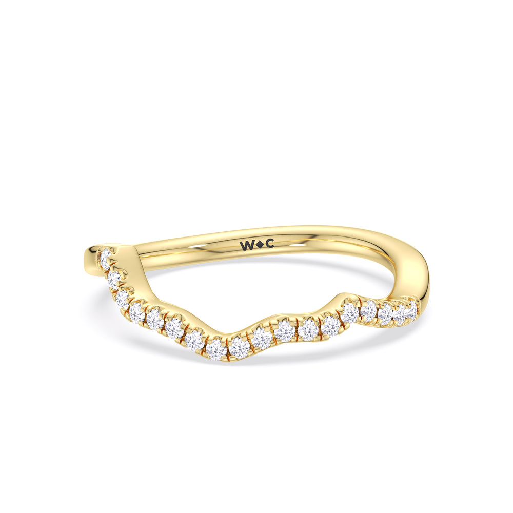 Enchanting Vine Diamond Wedding Band with 18KT Yellow Gold Cut Diamond in 14KT Yellow Gold view 1
