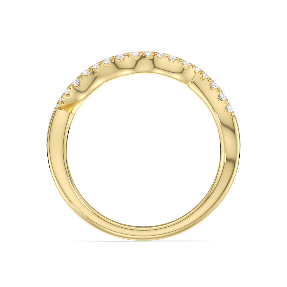 Enchanting Vine Diamond Wedding Band with 18KT Yellow Gold Cut Diamond in 14KT Yellow Gold view 2
