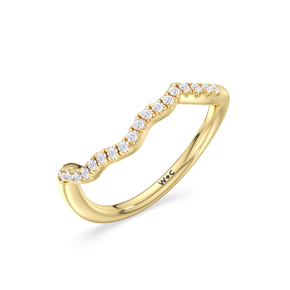 Enchanting Vine Diamond Wedding Band with 18KT Yellow Gold Cut Diamond in 14KT Yellow Gold view 4
