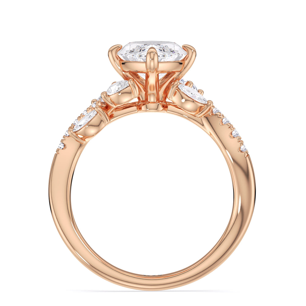 Enchanting Vine Engagement Ring with Marquise Cut Diamond in 14KT Rose Gold view 5
