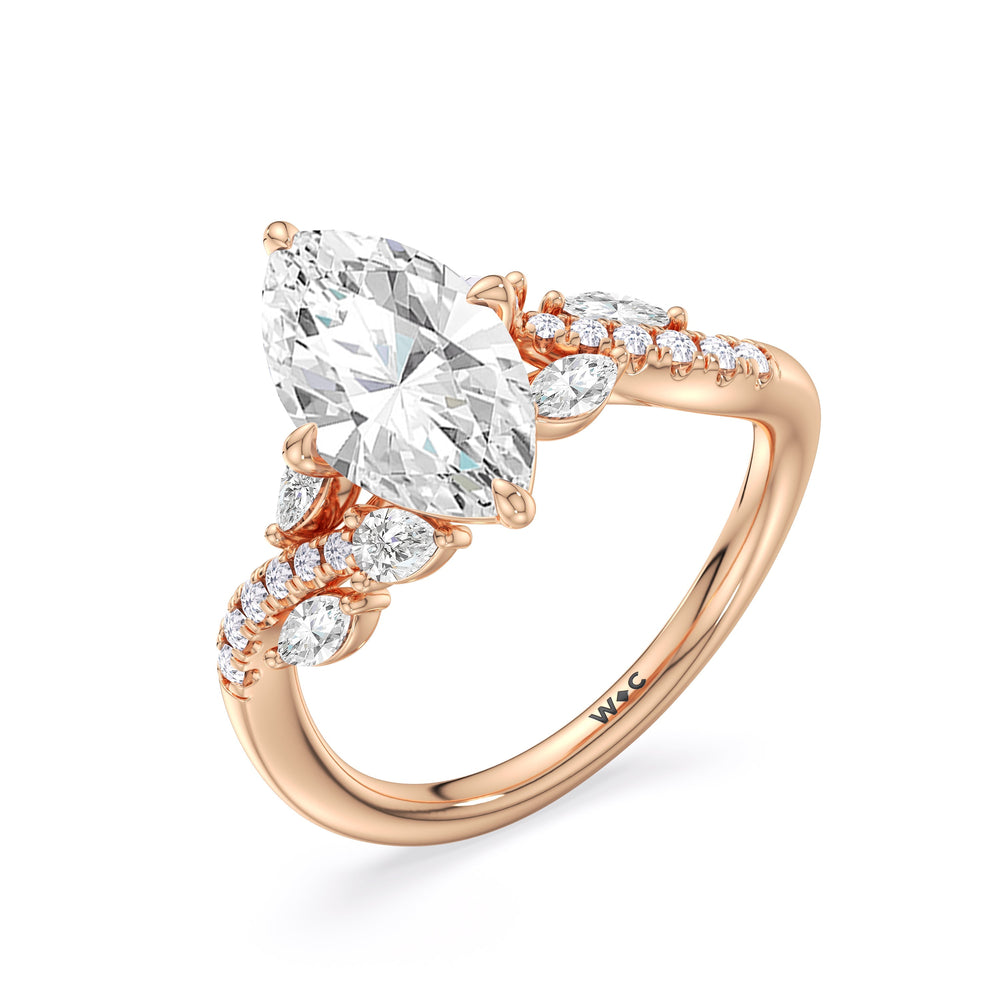 Enchanting Vine Engagement Ring with Marquise Cut Diamond in 14KT Rose Gold view 6
