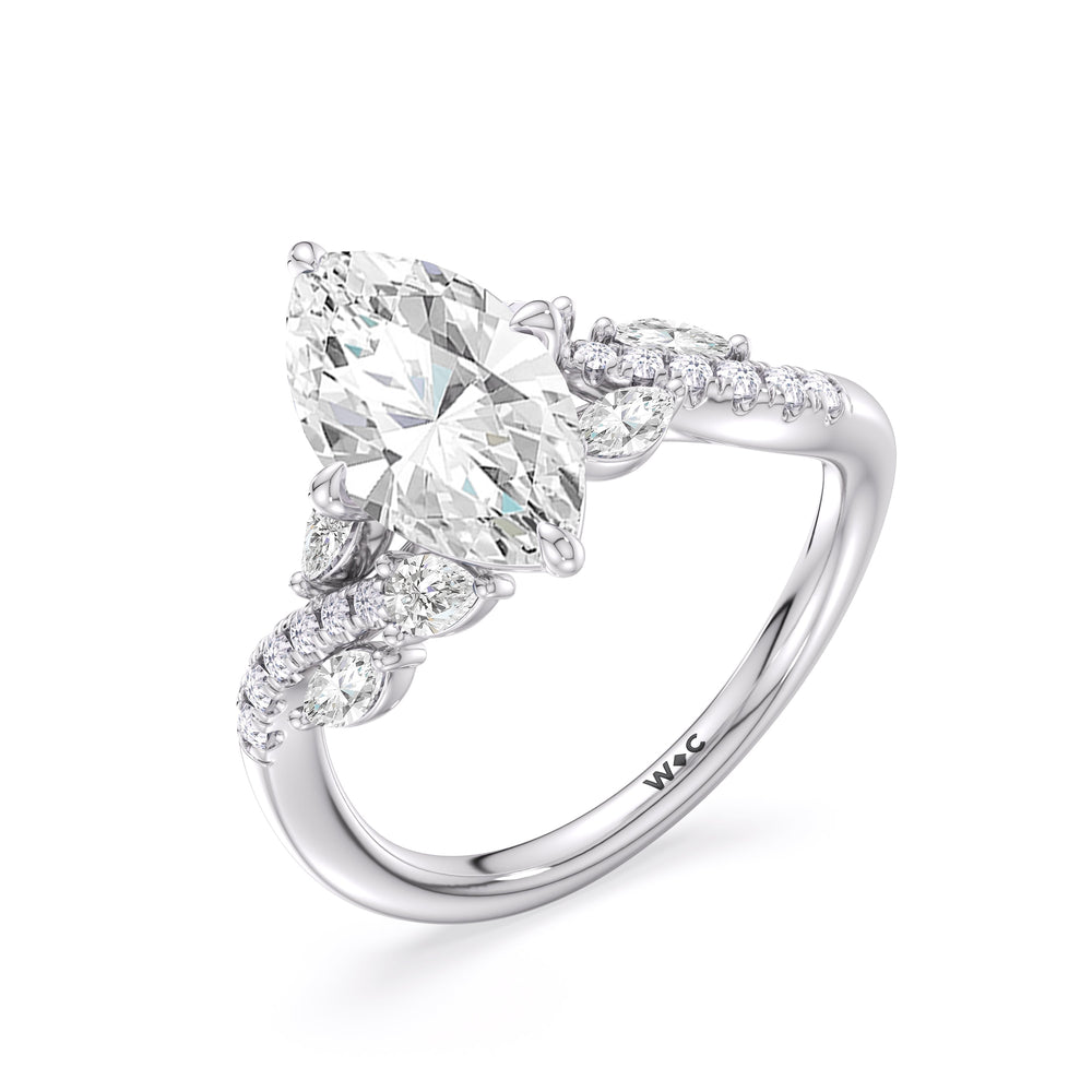 Enchanting Vine Engagement Ring with Marquise Cut Diamond in 14KT Platinum view 6
