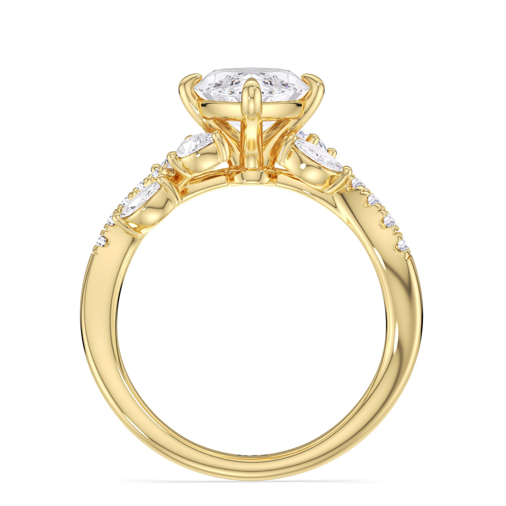 Enchanting Vine Engagement Ring with Marquise Cut Diamond in 14KT Yellow Gold view 5
