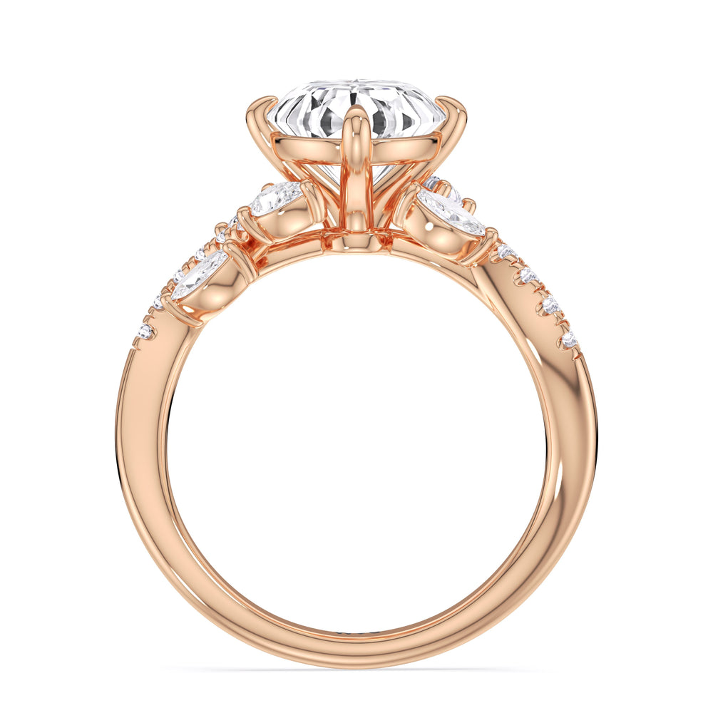 Enchanting Vine Engagement Ring with Oval Cut Diamond in 14KT Rose Gold view 5
