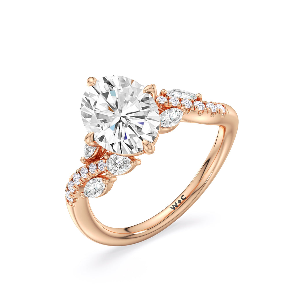 Enchanting Vine Engagement Ring with Oval Cut Diamond in 14KT Rose Gold view 6
