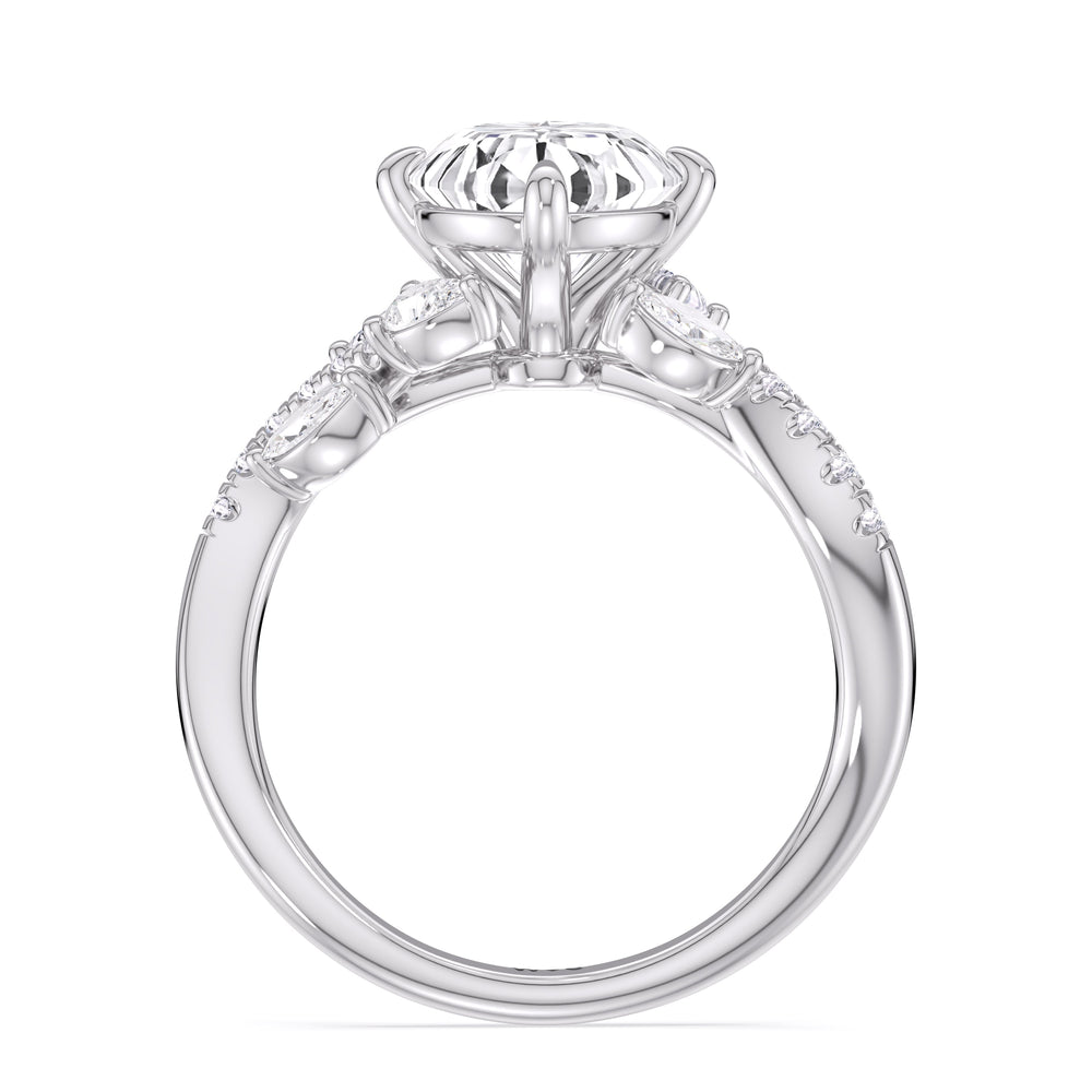 Enchanting Vine Engagement Ring with Oval Cut Diamond in 14KT Platinum view 5
